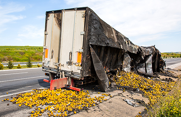 Improperly loaded truck which caused a highway accident.