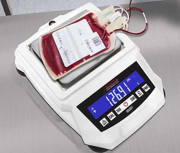 Scales such as DETECTO's 420 series can be used for weighing blood bags during therapeutic phlebotomy.